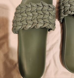 Braided Slide Sandals - Green 8.5